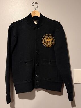RRL Double RL Cardigan Sweater Jacket Crest Patch Military (Rare)